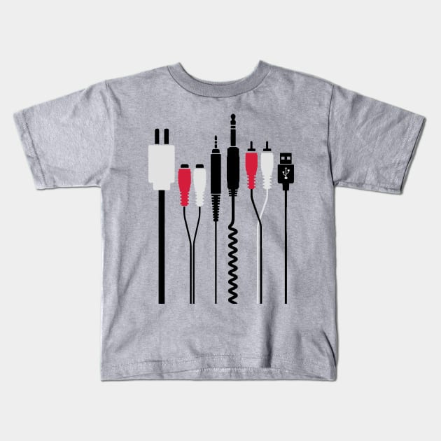 Audio and power plug Kids T-Shirt by Quentin1984